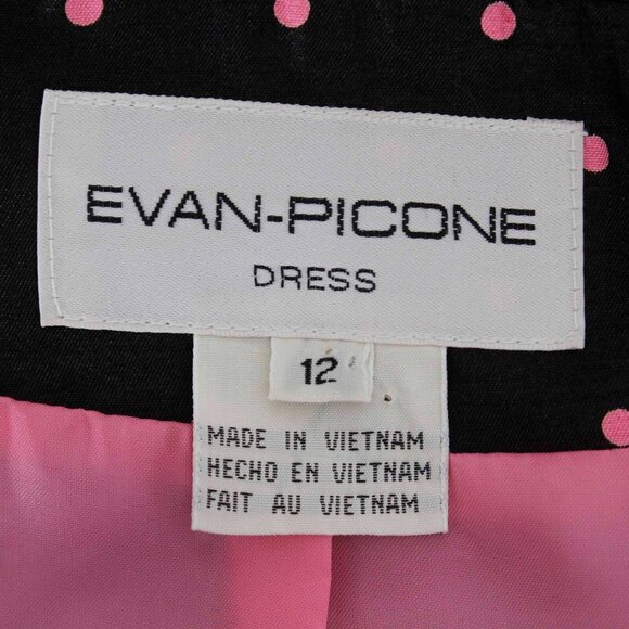 Evan Picone Sz 12 Black Pink Polka Dots Collared 100% Polyester Blazer - Picture 3 of 5